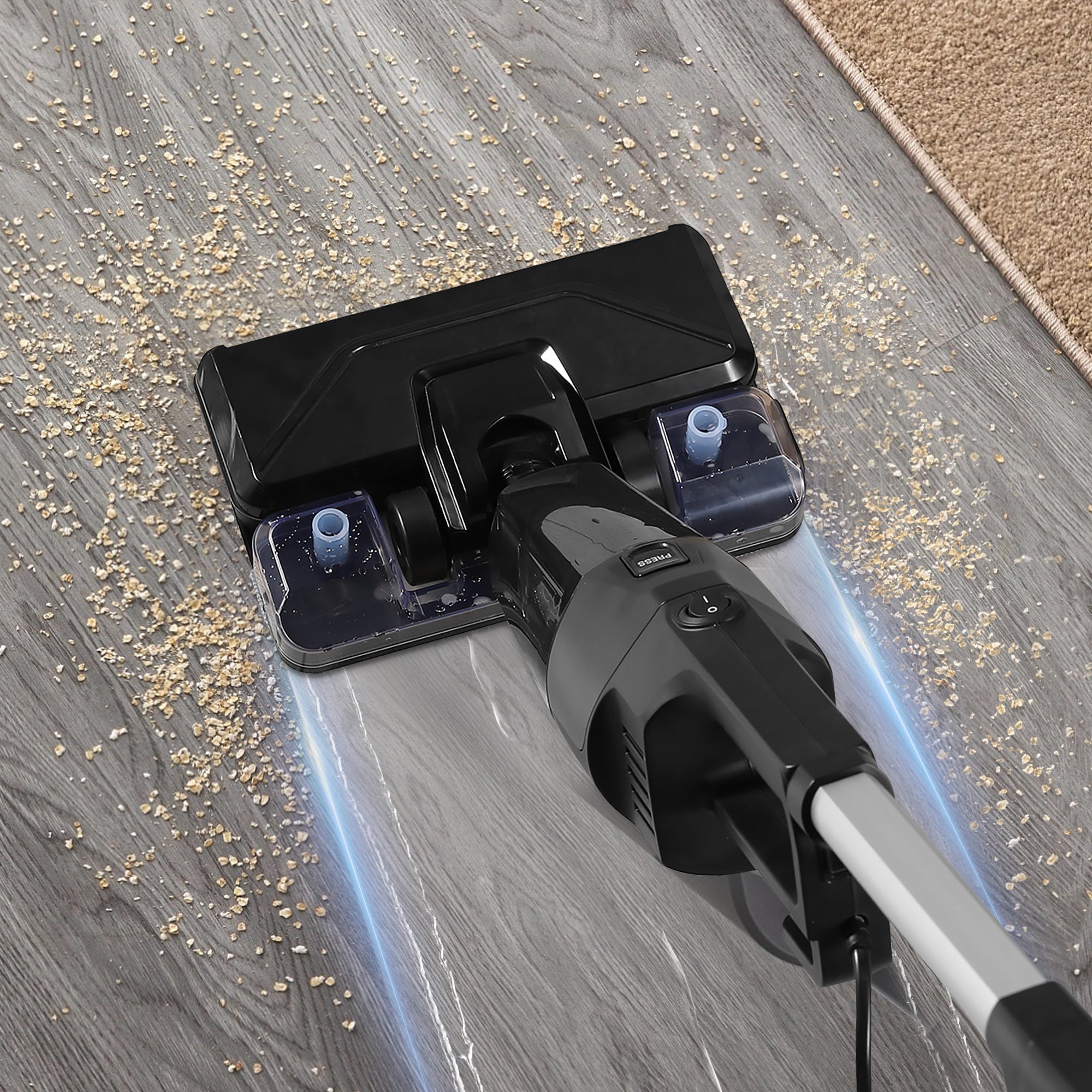 600W Black Stick Vacuum & Mop Combo - 25Kpa Suction, 3 Filters