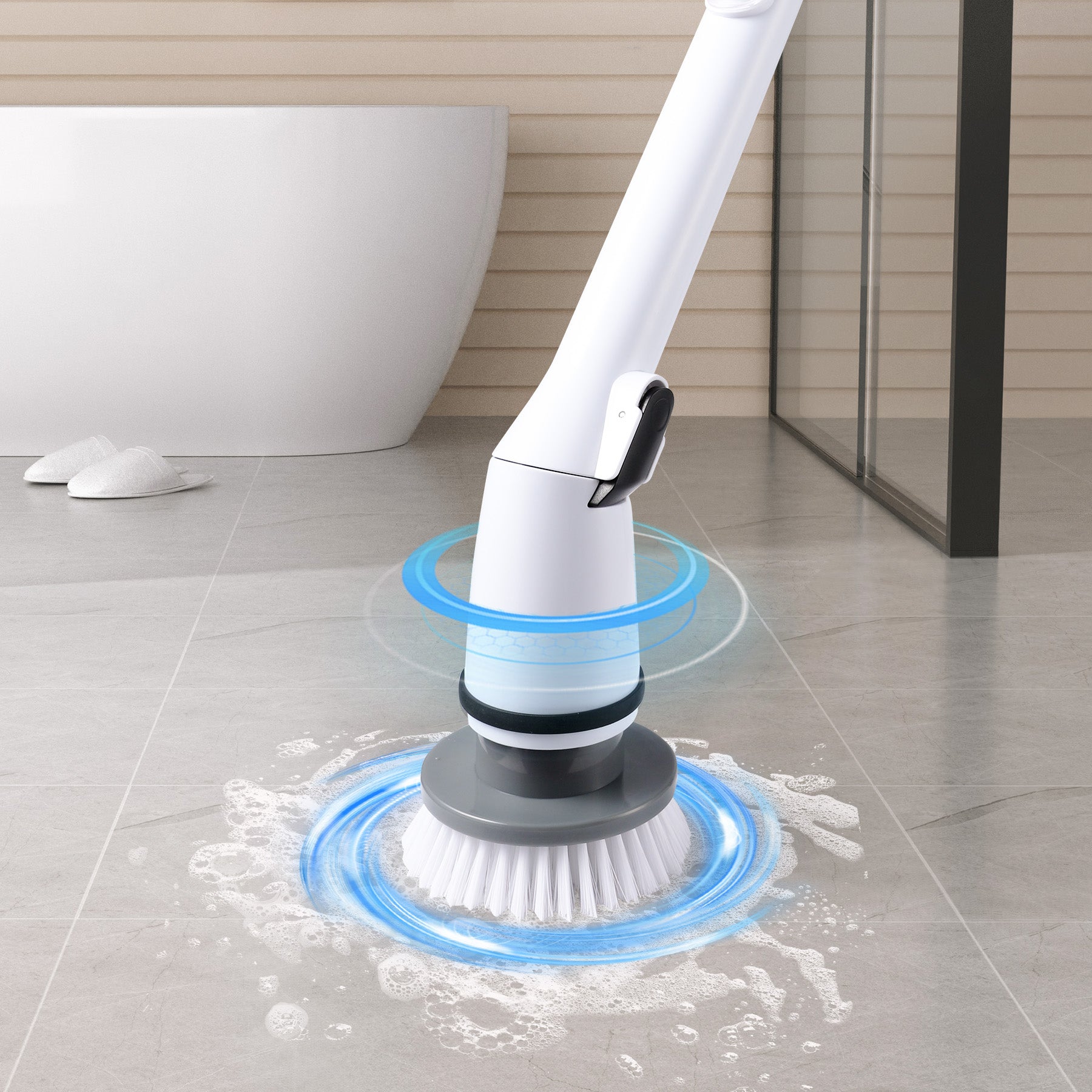 Cordless Electric Spin ScrubberPower Scrubber with 3 Replaceable Scrubbing Brush Heads for Cleaning Bathroom Bathtubs