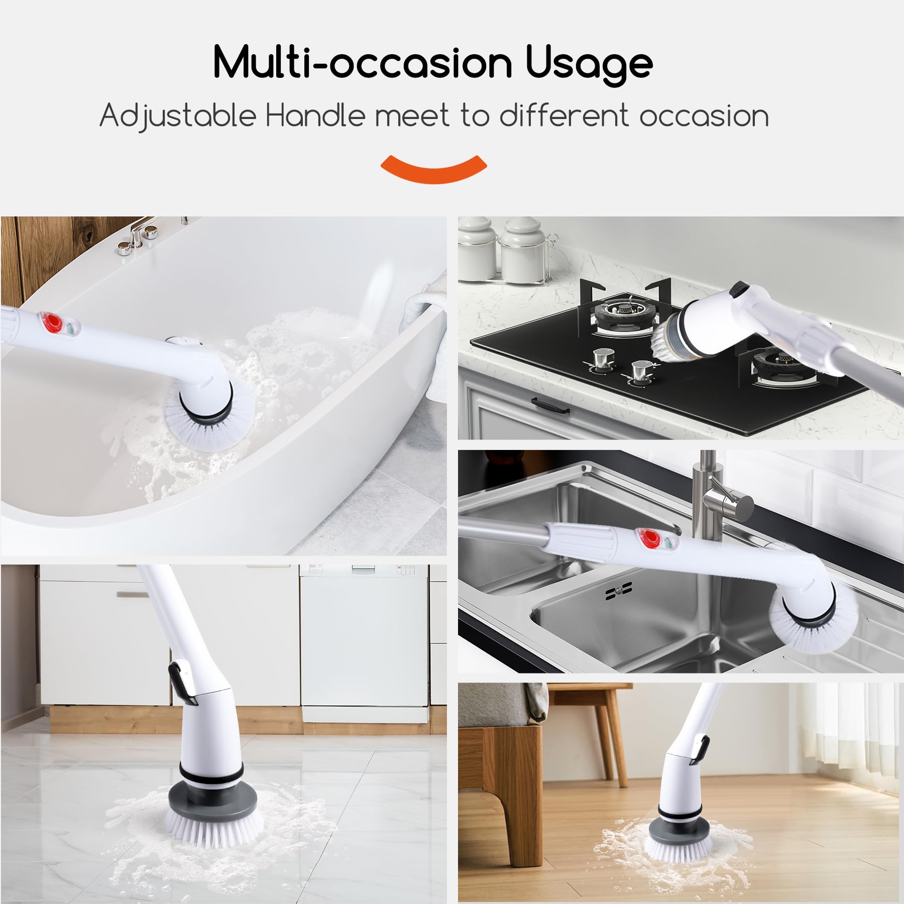 Cordless Electric Spin ScrubberPower Scrubber with 3 Replaceable Scrubbing Brush Heads for Cleaning Bathroom Bathtubs