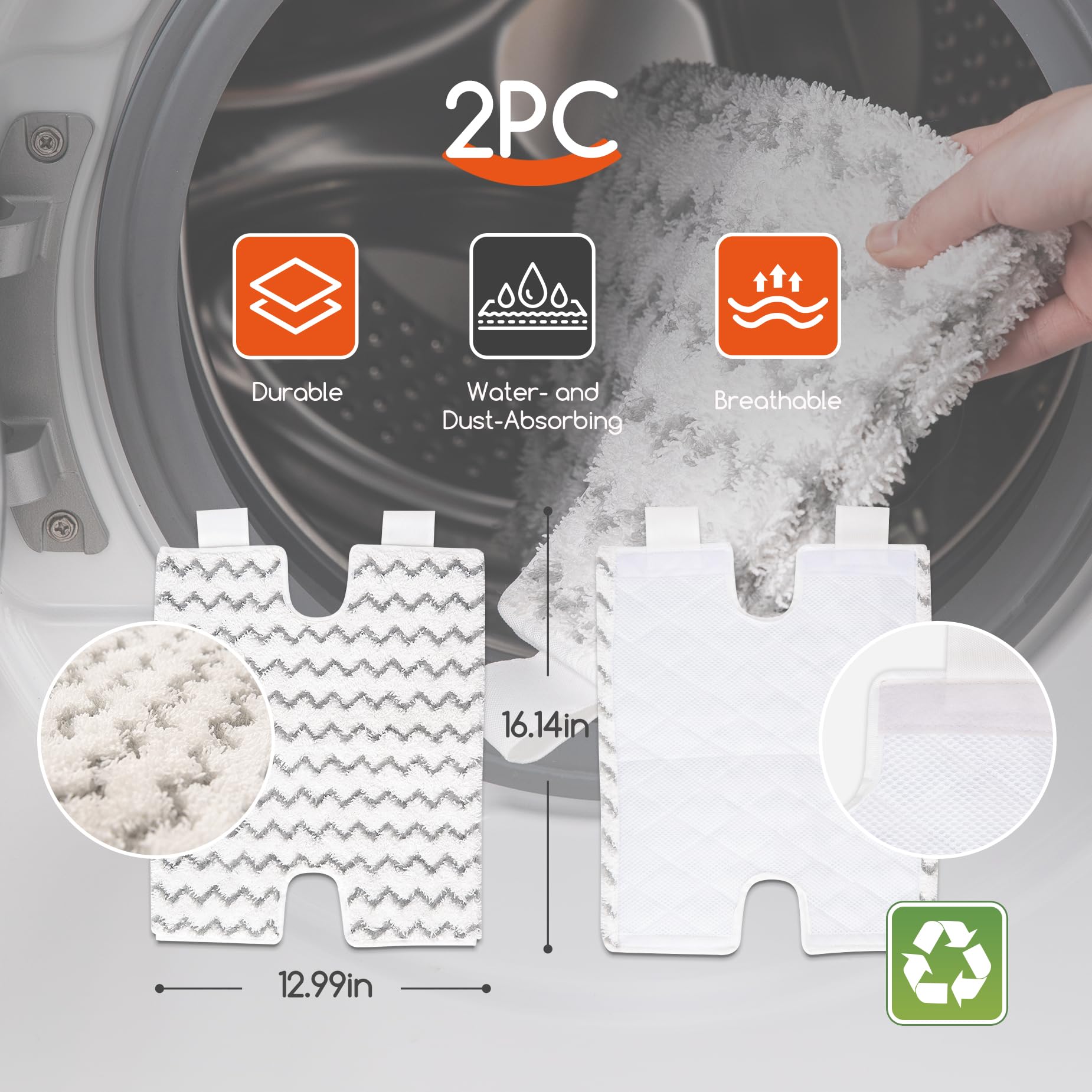 Microfiber Steam Mop Pads - Soft, Absorbent, for Dust & Stains